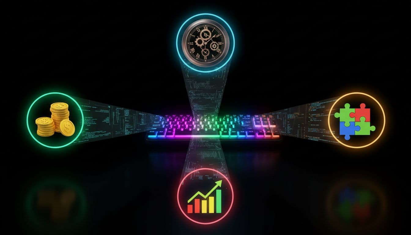A developer at a computer reviewing an AI-powered job match with detailed fit explanation and context in a modern workspace.